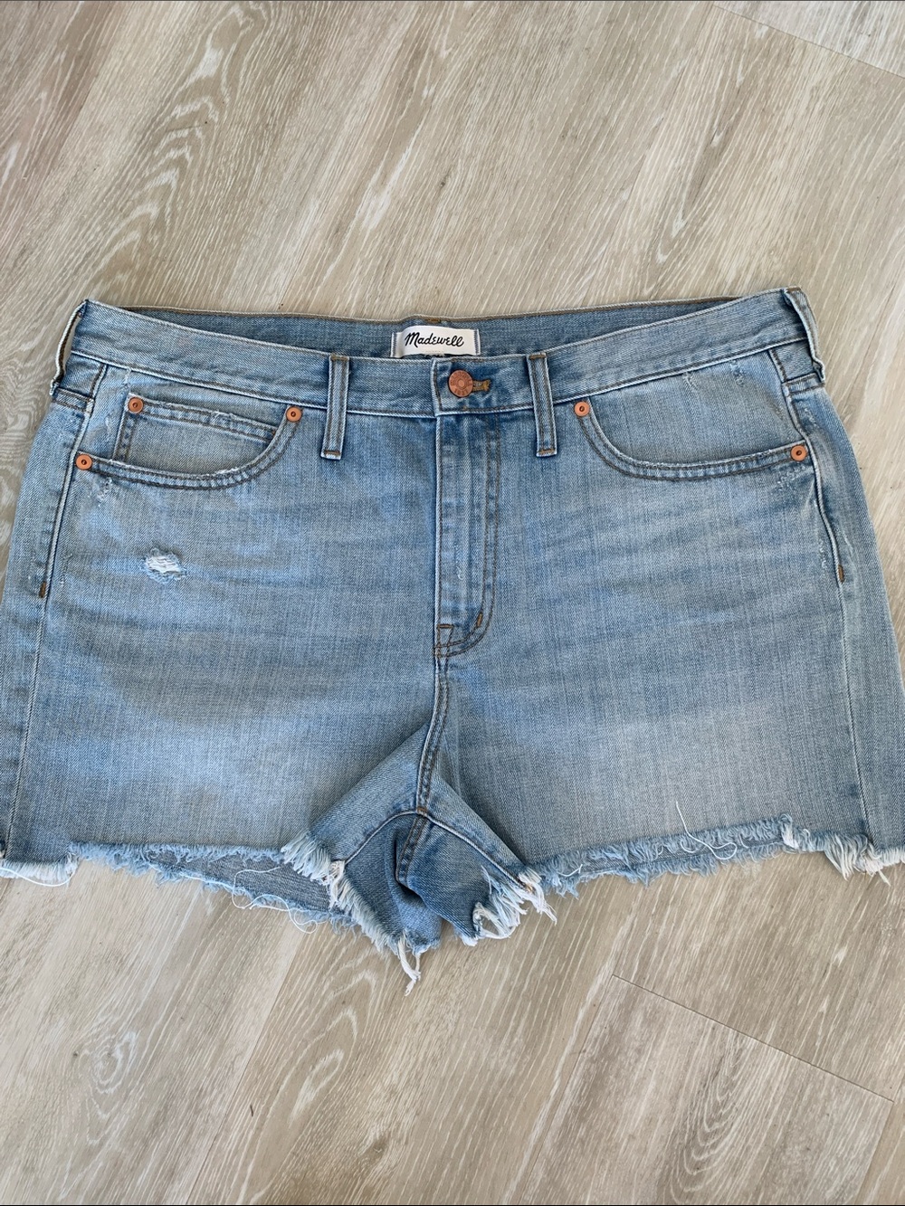 Madewell Faded Light Blue Denim Cutoff Shorts